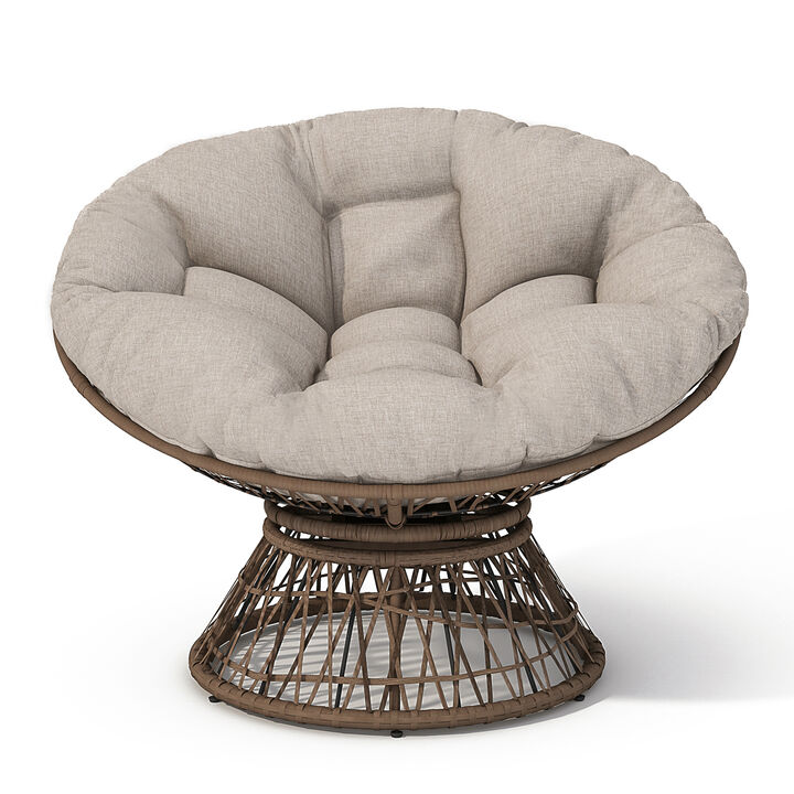 Merax Ergonomic Wicker Lounge Chair for Indoor Outdoor