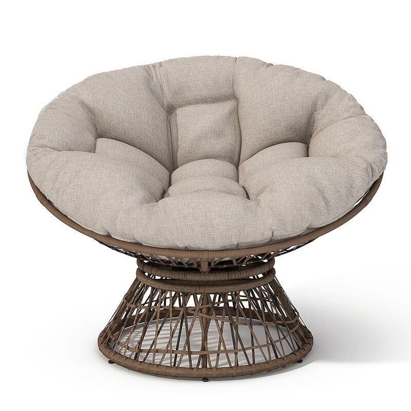 Merax Ergonomic Wicker Lounge Chair for Indoor Outdoor