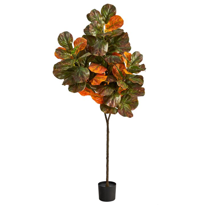 Hivvago 6 Feet Autumn Fiddle Leaf Artificial Tree
