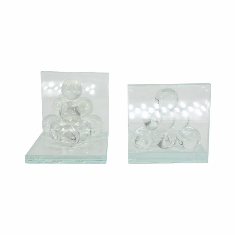 Clear Orb Glass Bookends