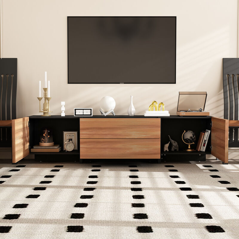 FUFU&GAGA Modern TV Stand with Storage Cabinets & Drawers, 78.7" Entertainment Center for Living Room, (78.7" W x 19.7" H x 15.4" D), Brown