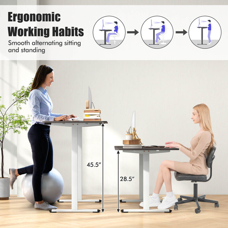 Costway Electric Height Adjustable Standing Desk, Sit to Stand Computer Workstation Home Office Desk
