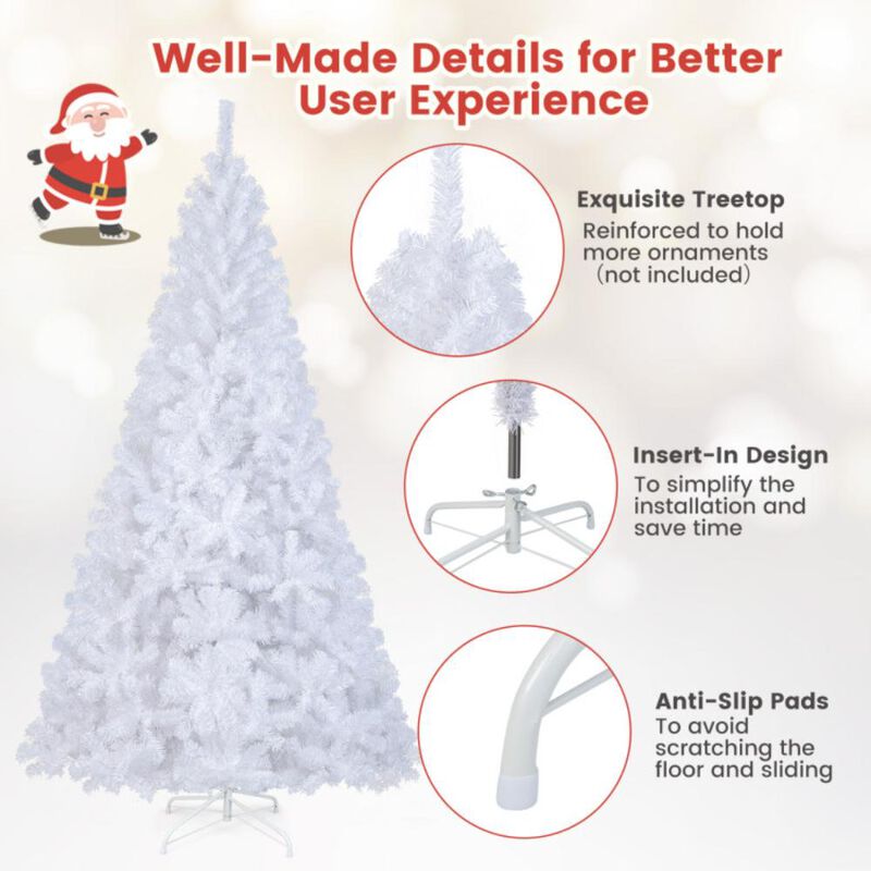 Hivvago 5/6/7/8 Feet White Christmas Tree with Solid Metal Legs