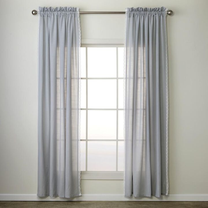 SKL Home By Saturday Knight Ltd Home Catherine Crochet Window Curtain Panel Pair - 2-Pack - 52X84", Silver