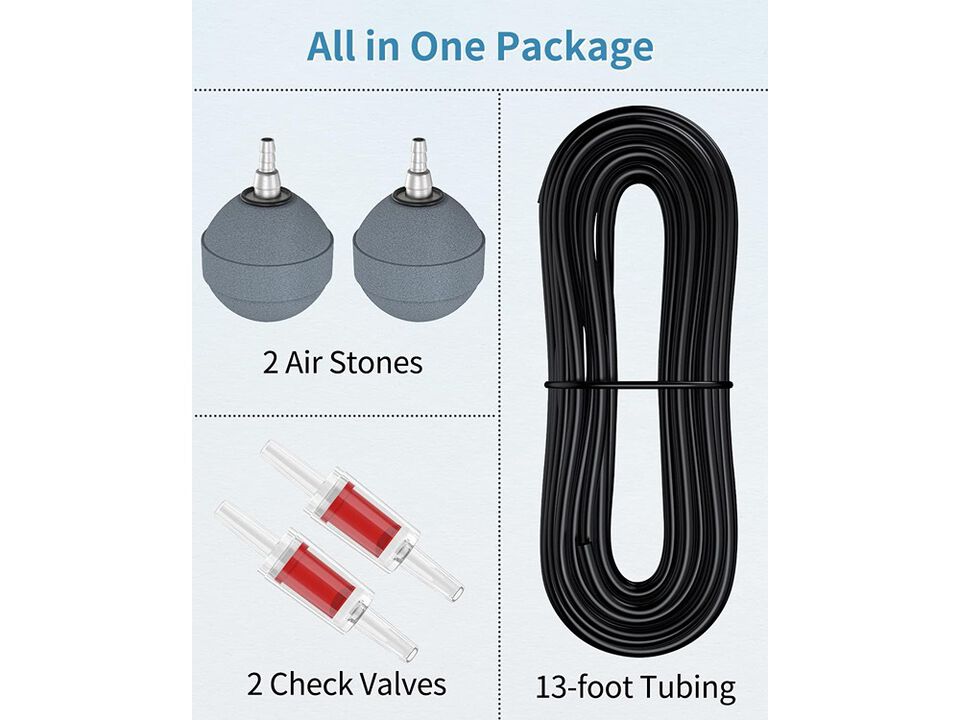 Pawfly 120 GPH Pond Aeration Kit Dual Outlets Adjustable Oxygen Aerator Pond Air Pump Kit