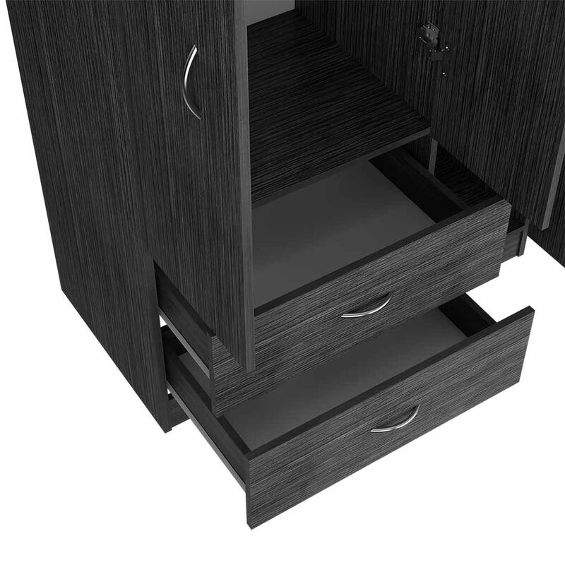 Three Door Armoire Clark, Bedroom, Smoky Oak / White