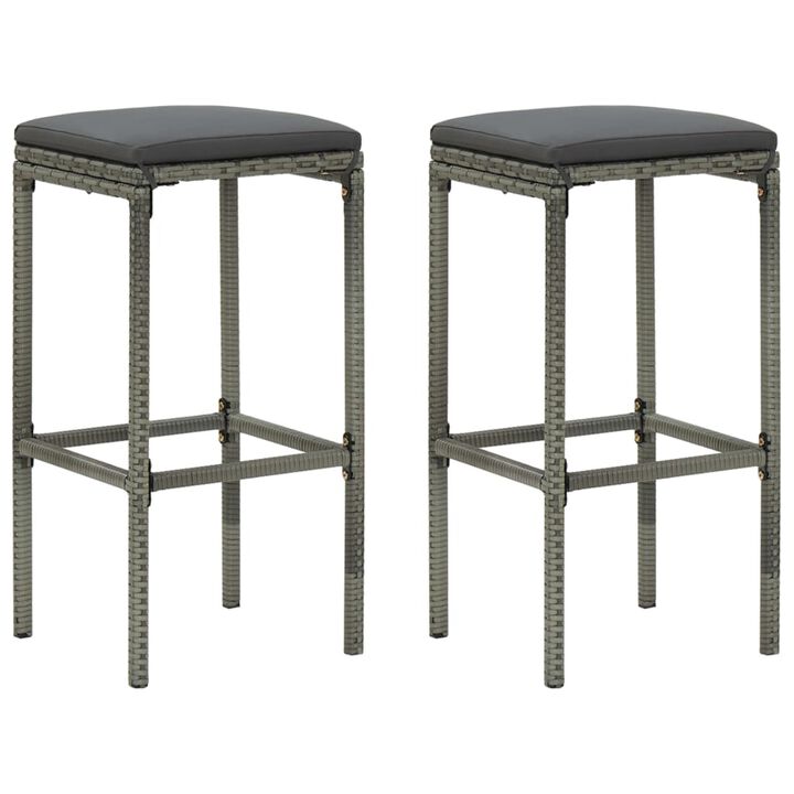 vidaXL 3 Piece Garden Bar Set with Cushions Gray