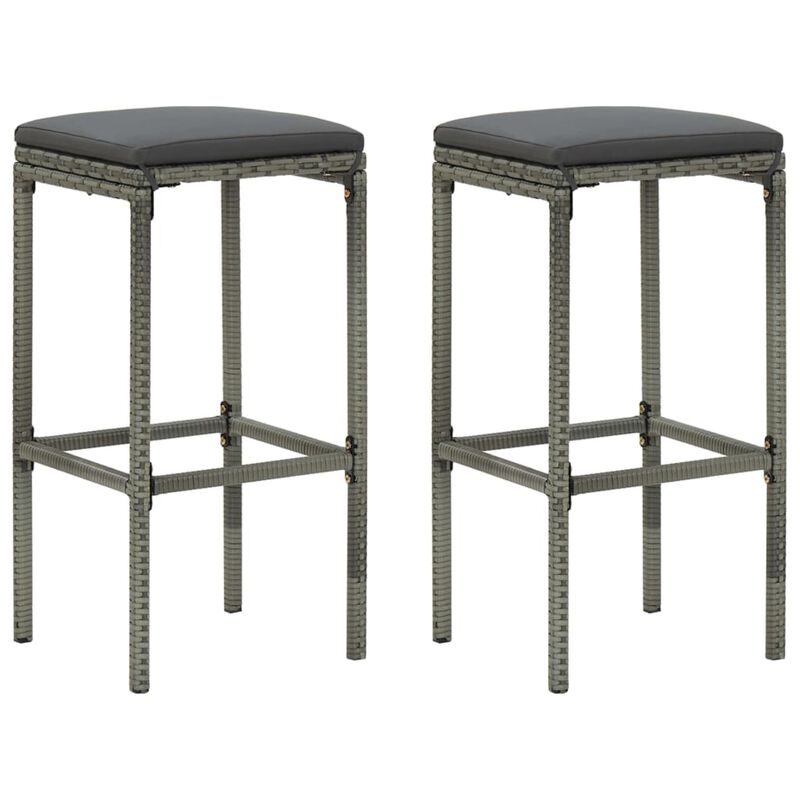 vidaXL 3 Piece Garden Bar Set with Cushions Poly Rattan Gray