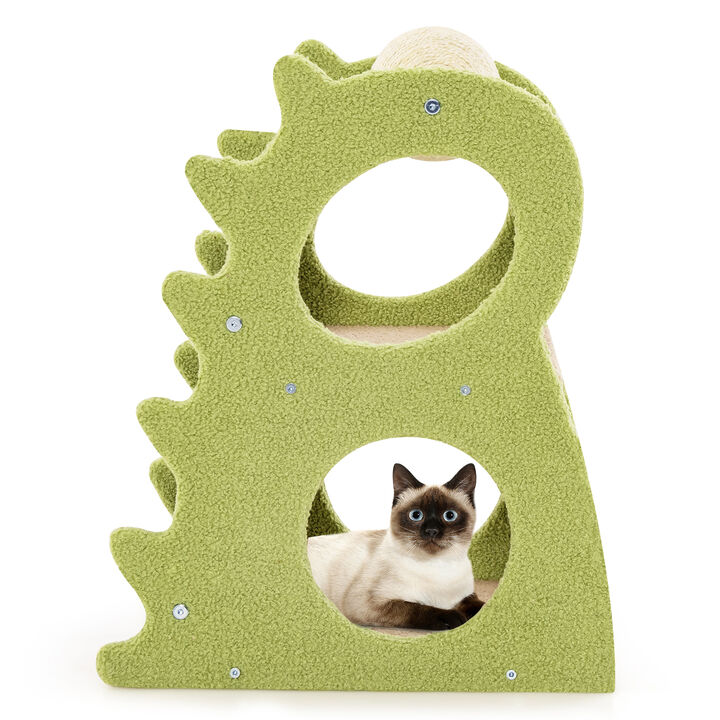 2-Tier Modern Cat Tree for Indoor Cats with Rotatable Sisal Ball & Cozy Perch