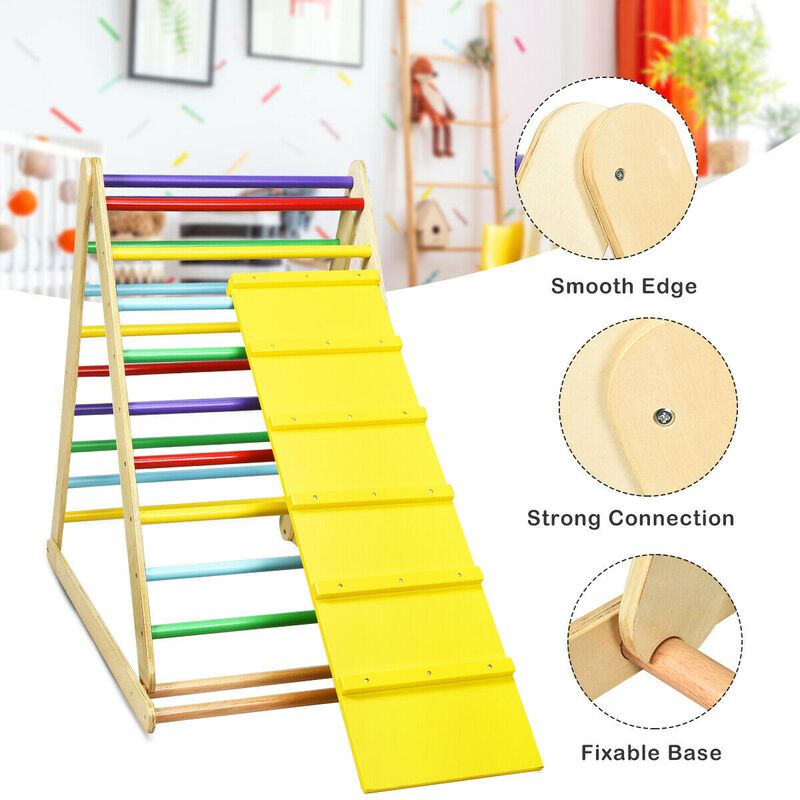 Foldable Wooden Climbing Triangle Indoor with Ladder for Toddler Baby