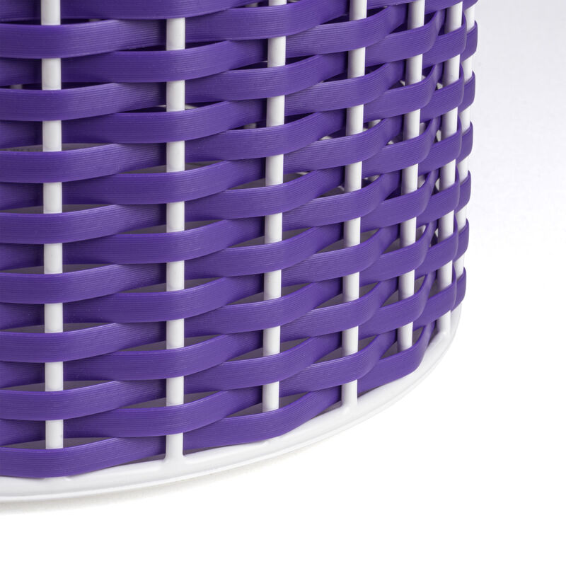 Cecil Modern Faux Wicker Cylinder Waste Basket