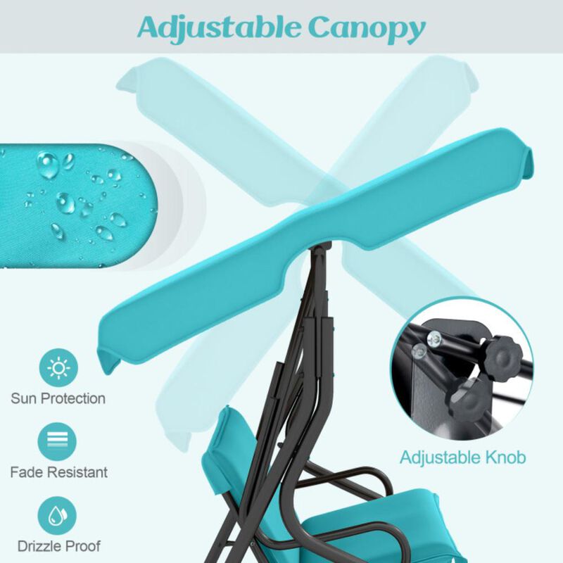 Hivvago 3 Seat Outdoor Patio Canopy Swing with Cushioned Steel Frame