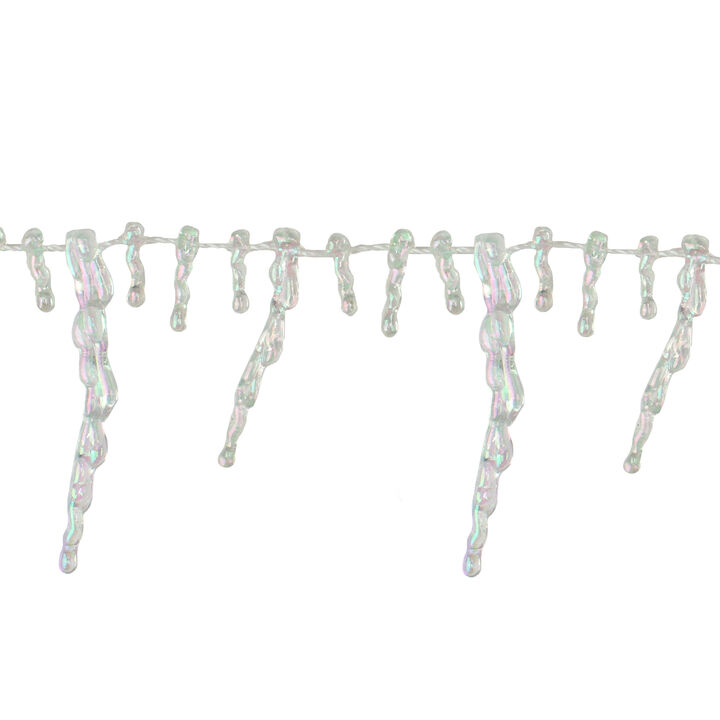 8' x 2.5" Clear Iridescent Icicle Beaded Artificial Christmas Garland - Unlit