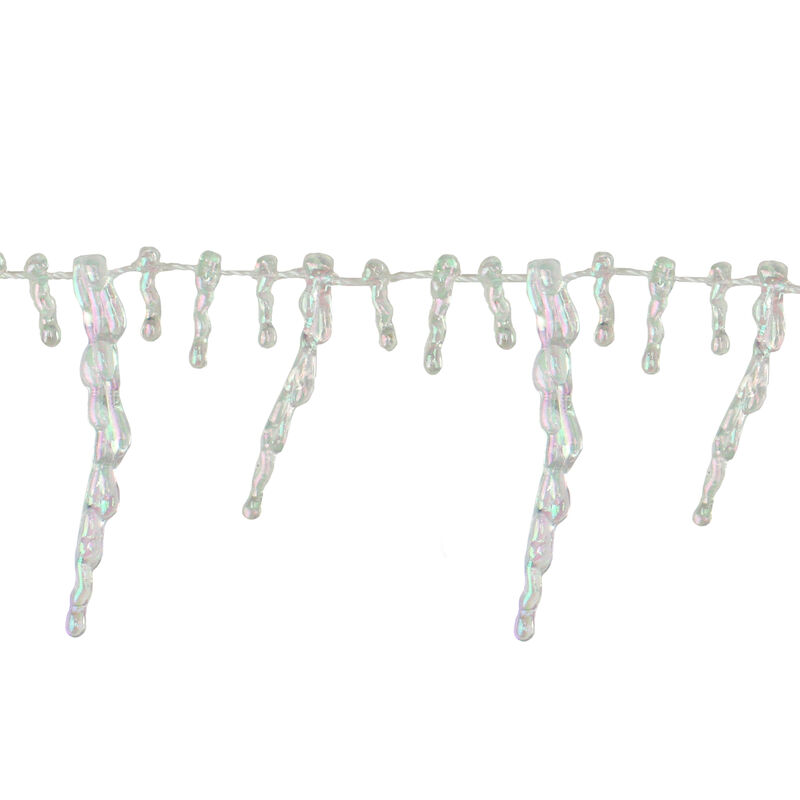 8' x 2.5" Clear Iridescent Icicle Beaded Artificial Christmas Garland - Unlit