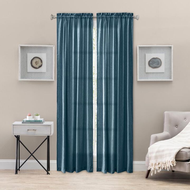 Ellis Curtain Portland Crushed Taffeta Rod Pocket Tailored Panel - 48x84", Blue