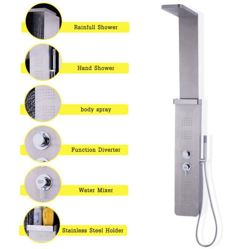 Shower Panel with Massage Jets and Hand Shower for Spa-Like Bathroom Experience