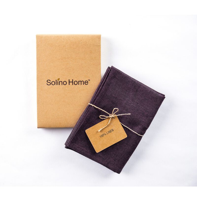 Solino Home 100% Pure Linen Kitchen Towels Set of 2 - 17 x 26 Inch | Athena