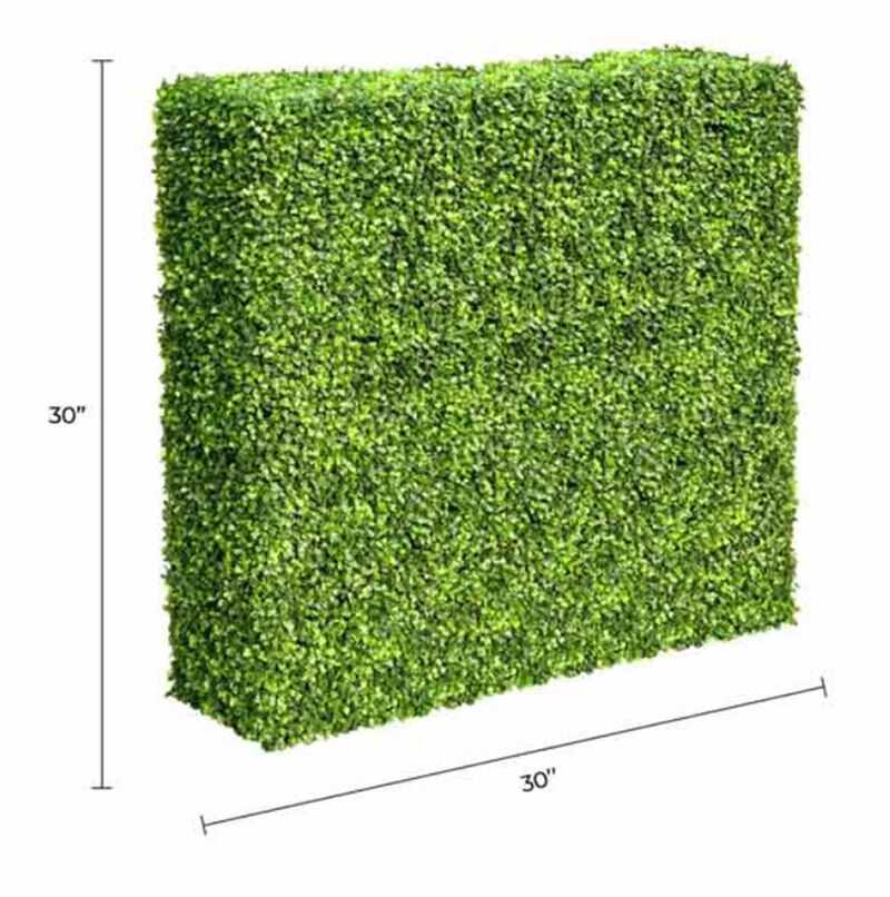 Premium Light Green Artificial Boxwood Hedge 30"L x 30"H Commercial Grade UV Resistant
