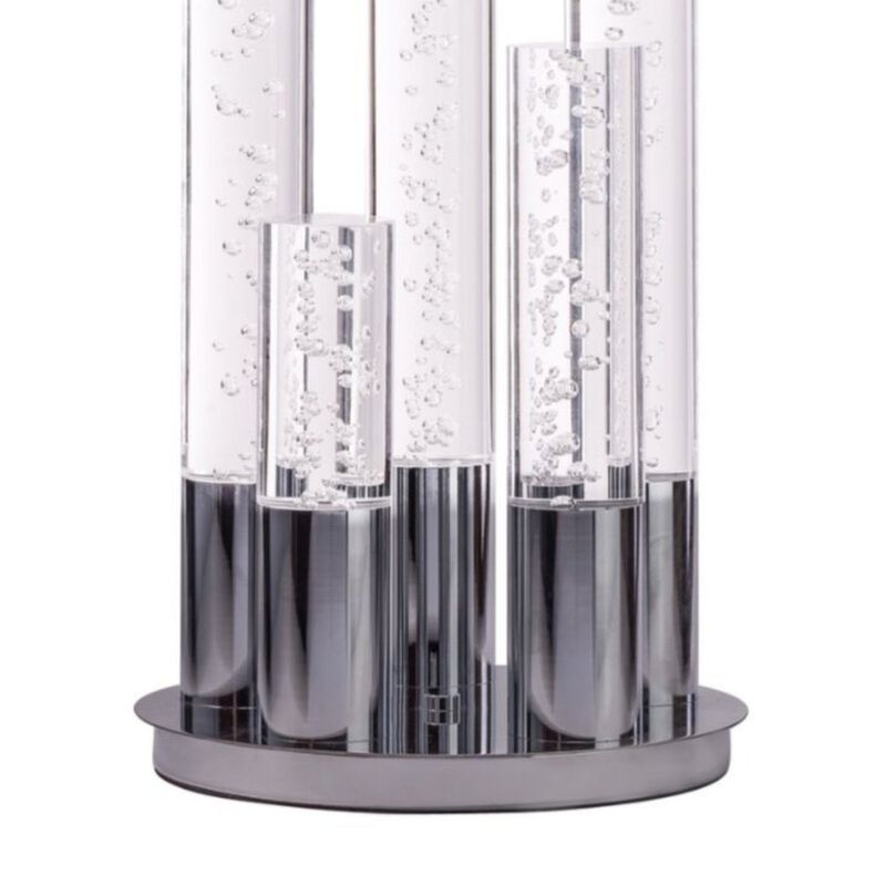 Cylinders Table Lamp Chrome Metal and Acrylic Dimmable LED Light