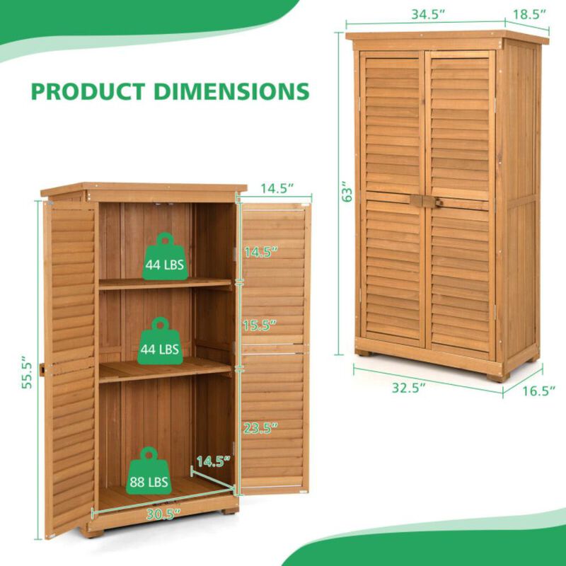 Hivvago Outdoor Wooden Garden Tool Storage Cabinet