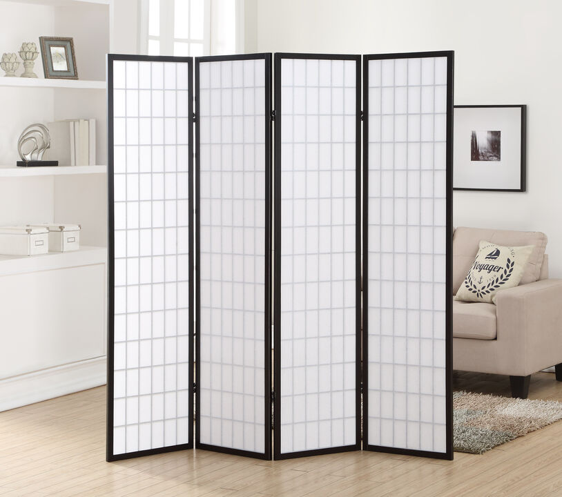 Streamdale 4 Panel Oriental Shoji Screen / Room Divider, Black