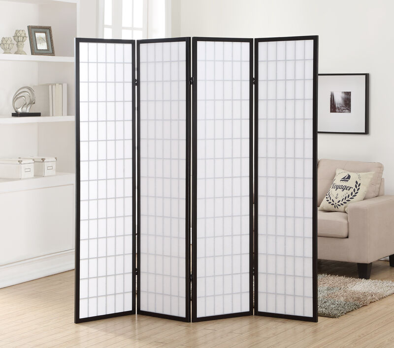 Streamdale 4 Panel Oriental Shoji Screen / Room Divider, Black