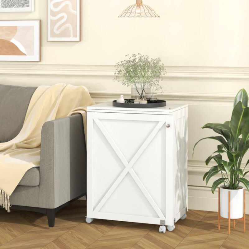 Folding Sewing Table with Storage Shelf and 5 Lockable Wheels for Craft Room Mobility
