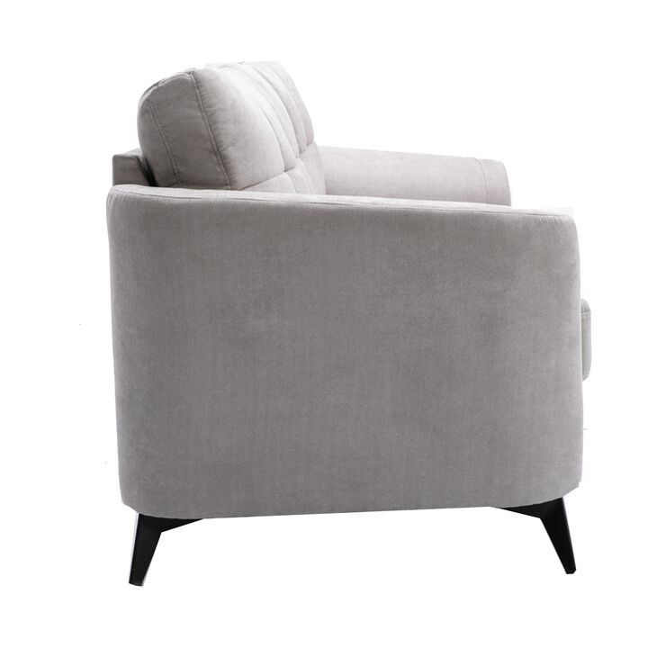 Odin Tufted Cushions, Light Gray Linen Fabric Upholstery-Benzara