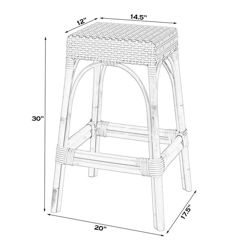 Butler Specialty Robias Rectangular Rattan 30 Bar Stool, Natural