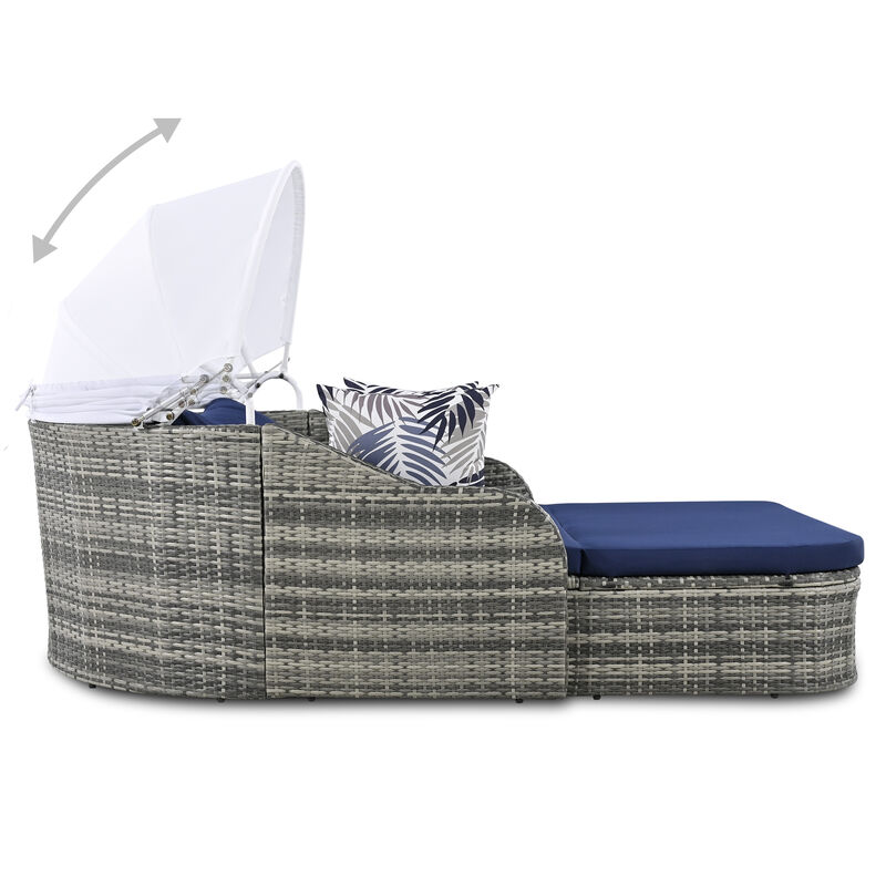Merax Outdoor Sunbed with Adjustable Canopy