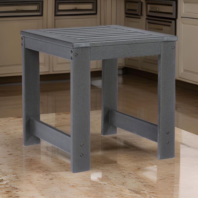 Wigo 22 Inch Outdoor Side End Table, Slatted Top, Modern Charcoal Gray - Benzara
