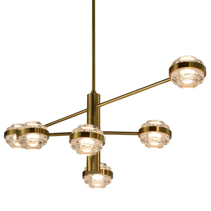 VONN Lighting 6-Light Pendant Lighting Integrated LED Chandelier in Antique Brass