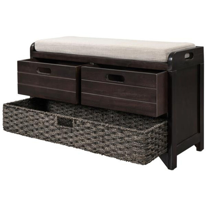 Entryway Shoe Bench with Storage 2 Drawers and Removable Basket