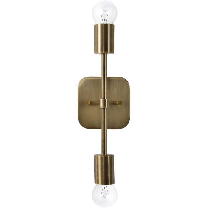 12" Antique Brass Finished 2-Light Wall Sconce