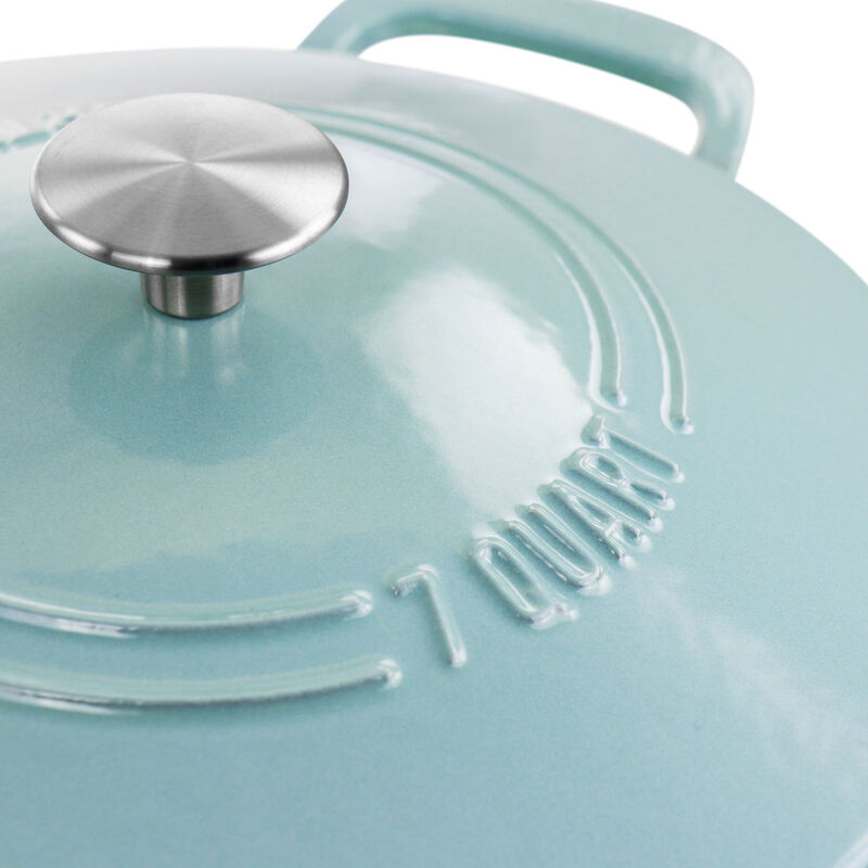 Martha Stewart Enameled Cast Iron 7 Quart Dutch Oven with Lid in Turquoise