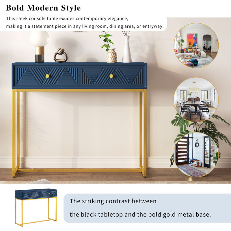 Merax Modern Sleek Console Table with 2 Drawers