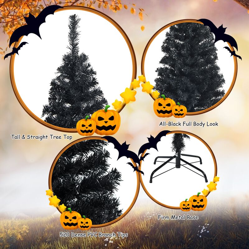 Unlit Artificial Christmas Halloween Pencil Tree with Metal Stand