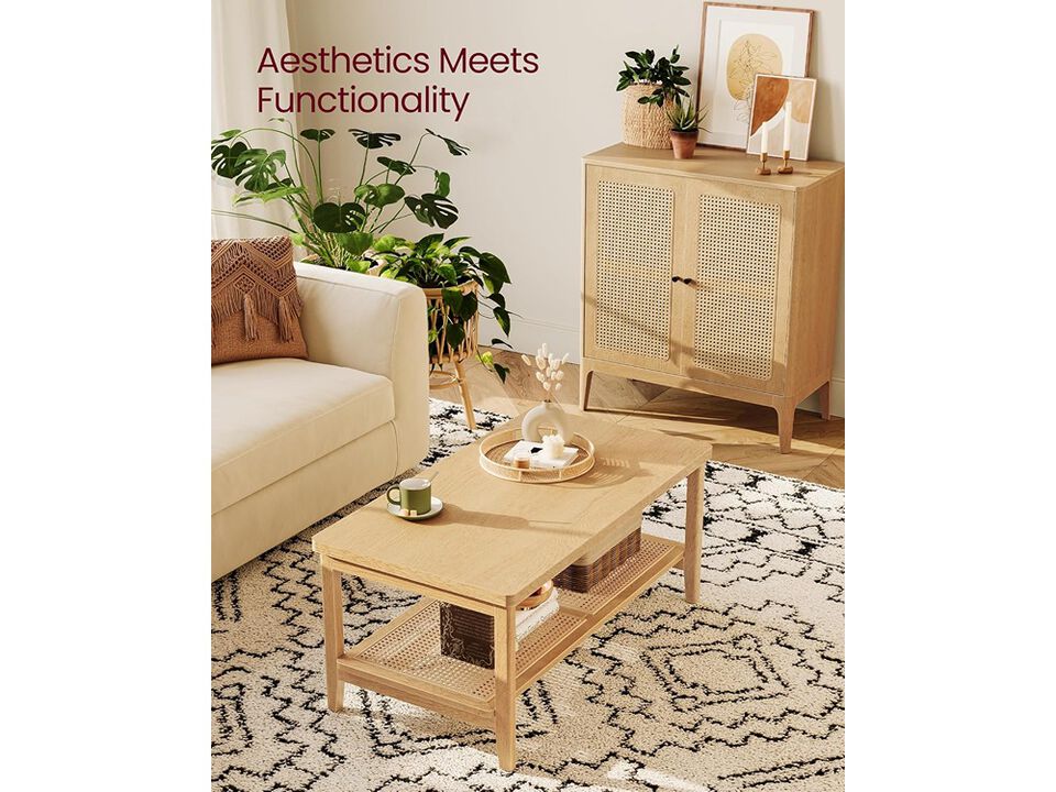 VASAGLE 2-Tier Coffee Table for Living Room