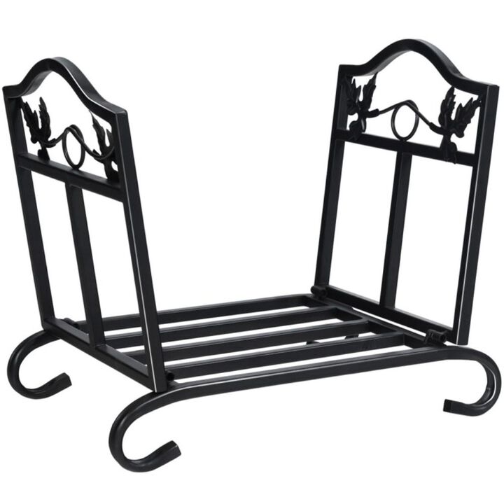 Hivvago Foldable Firewood Log Rack Steel Wood Storage Holder