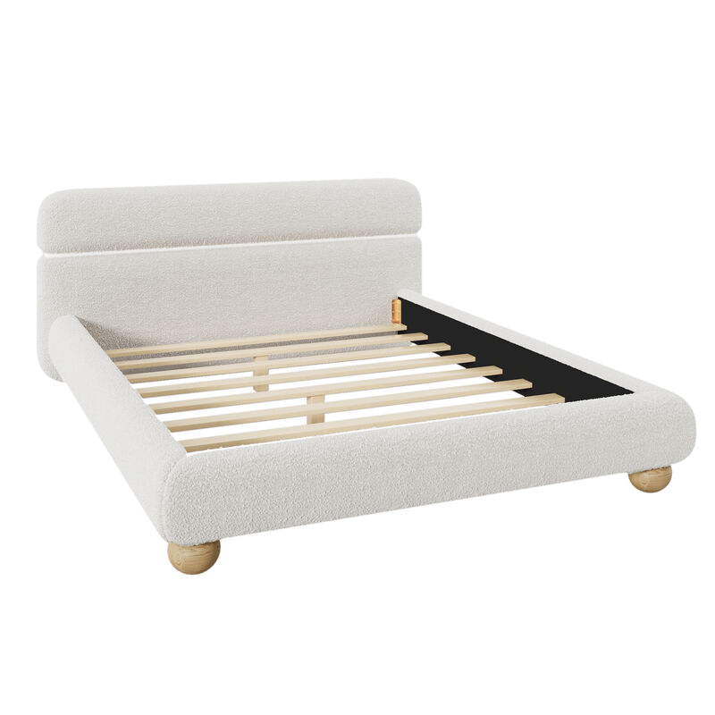 Merax Contemporary Boucle Upholstered Platform Bed