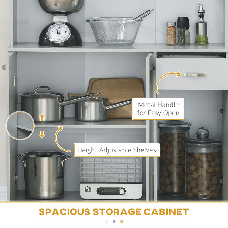 Free Standing Kitchen Cabinet Cupboard w/ Adjustable Shelving & Modern Design