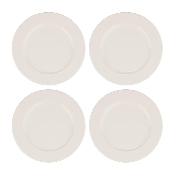 Banquet dia.11.75" Round Warm White Porcelain Plate (Set of 4)