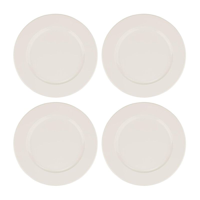 Banquet dia.11.75" Round Warm White Porcelain Plate (Set of 4)
