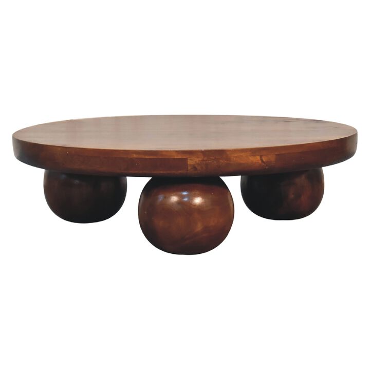 Chestnut Central Solid Wood  Ball Table