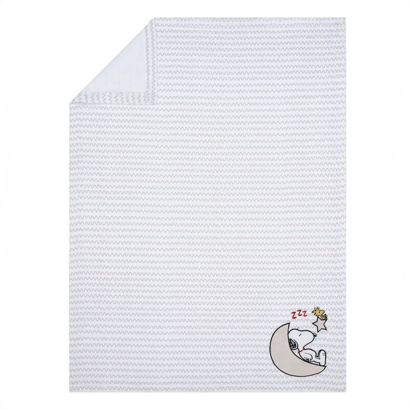 Bedtime Originals Snoopy Love Soft White/Taupe Fleece Baby Blanket w/ Applique
