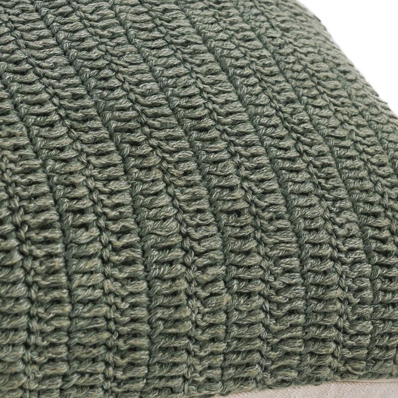 Rosie Lumbar Throw Pillow, 14x26 Inch Hand Knitted Linen, Light Gray - Benzara