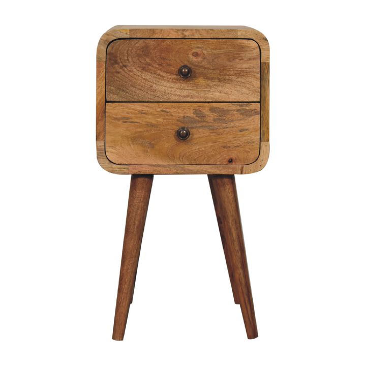 Mini Oak-ish Curved 2 Drawer Nightstand