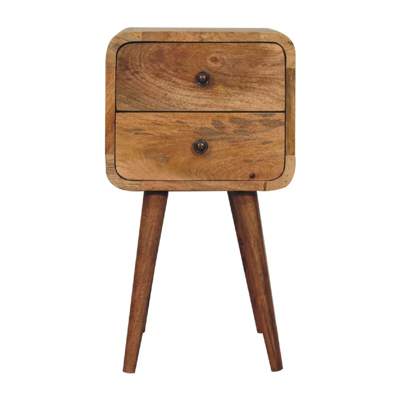 Mini Oak-ish Curved 2 Drawer Nightstand