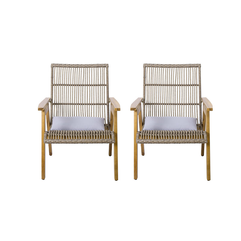Merax Outdoor Acacia Wood 3-Piece Lounge Seating Set