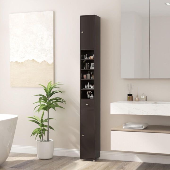 Hivvago Freestanding Slim Bathroom Cabinet with Drawer and Adjustable Shelves